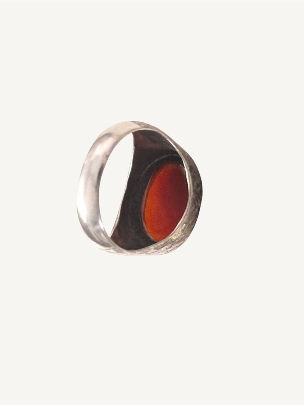 Vintage 925 Sterling Silver Natural Orange Gemstone Ring Size 8 Signed Hong Kong - Picture 2 of 7